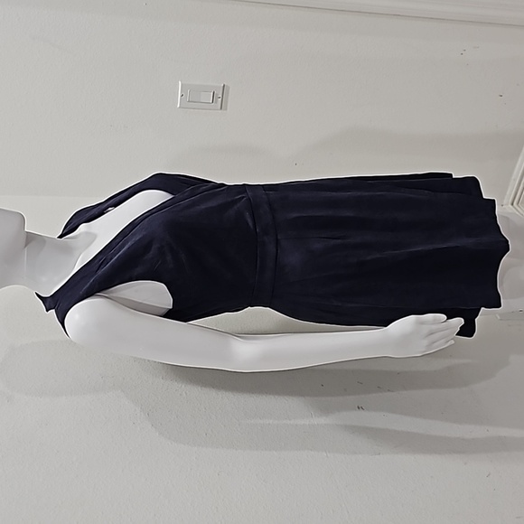 Sugar Lips mini wrap Dress Navy Blue Suede fabric Size M V-Neck NWT - Picture 9 of 14